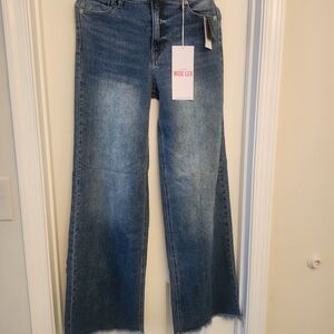 Celebrity Pink Wide Leg Jeans in Blue Wash